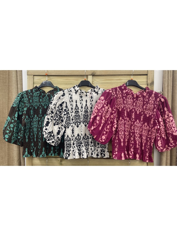 Top cenefa Vega con manga abullonada