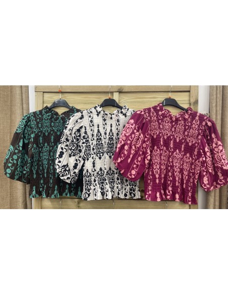 Top cenefa Vega con manga abullonada