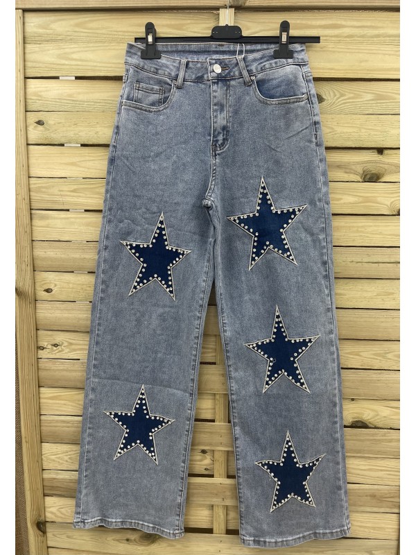 Jeans maxi estrellas delanteras con tachas