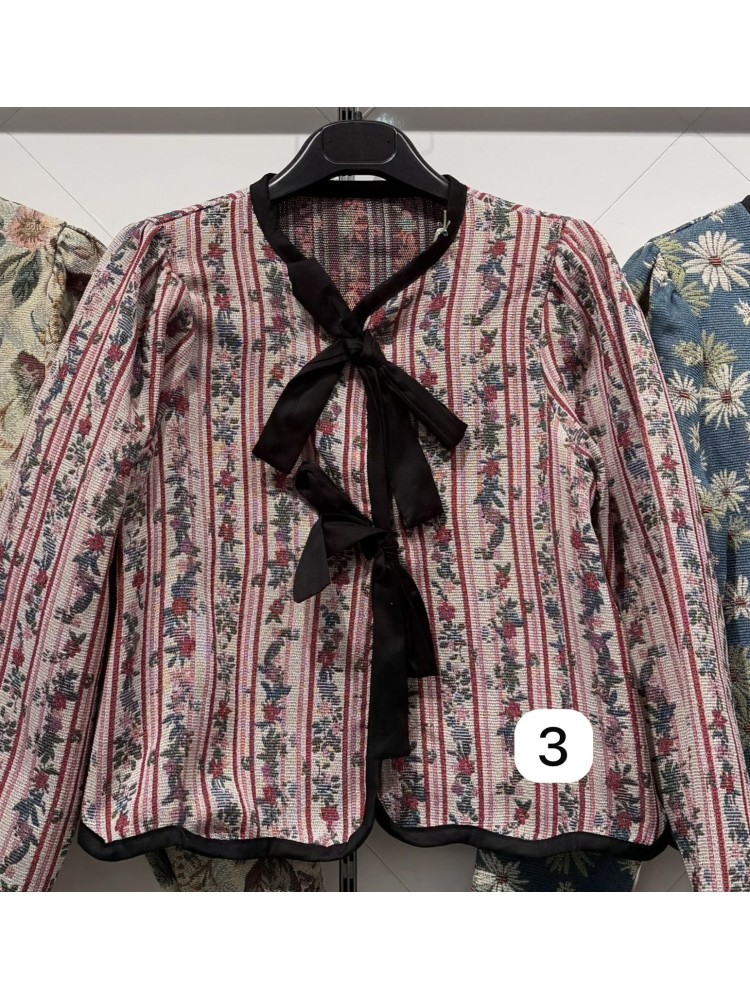 Chaqueta tapiz doble lazada negra