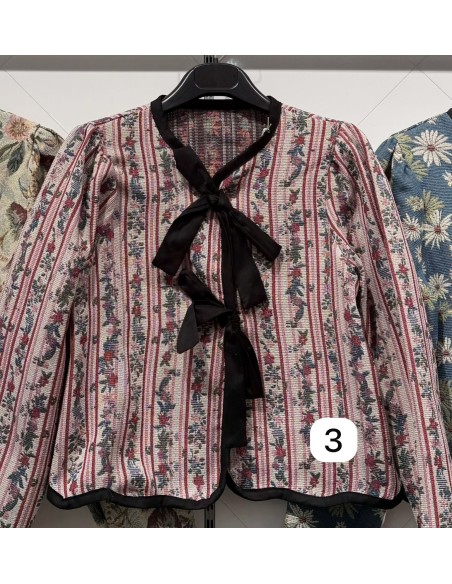 Chaqueta tapiz doble lazada negra