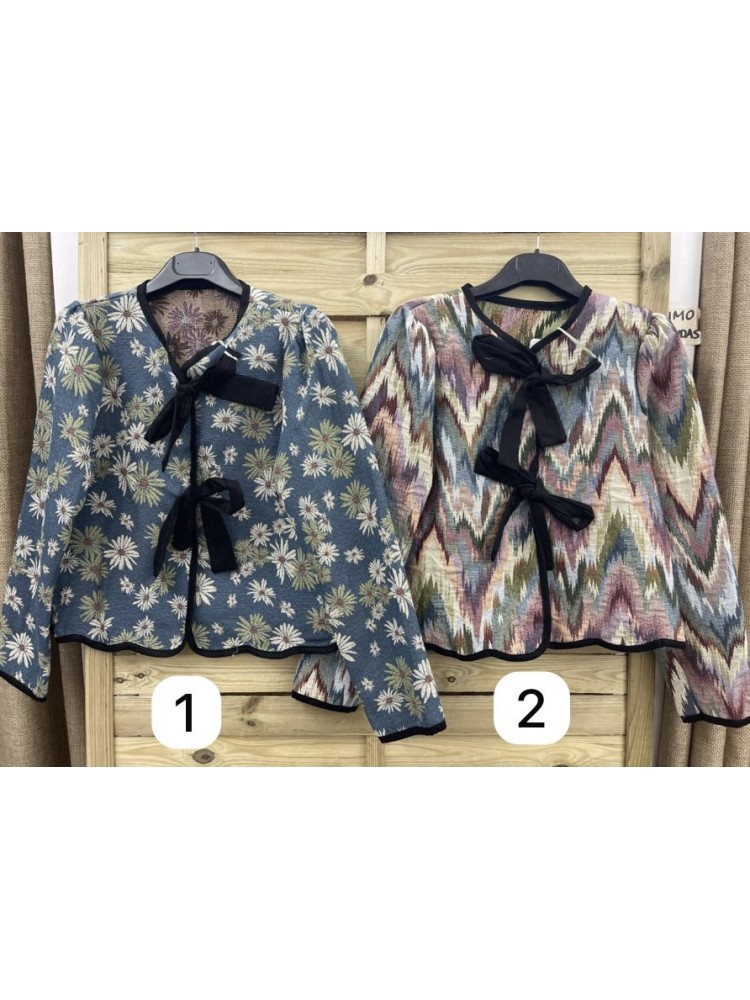 Chaqueta tapiz doble lazada negra