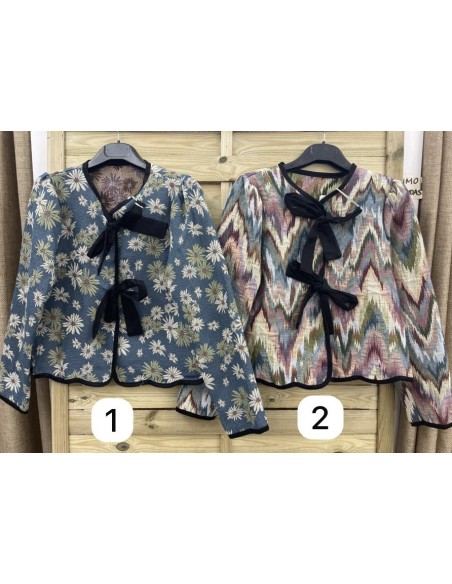 Chaqueta tapiz doble lazada negra