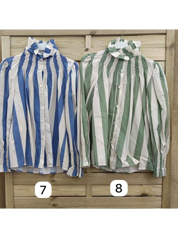 Camisa Málaga cuello frunce subido 2