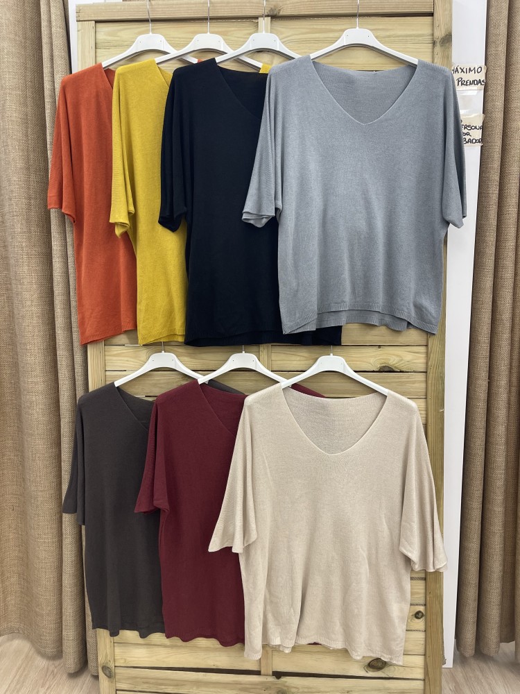 Maxi jersey de punto de manga corta