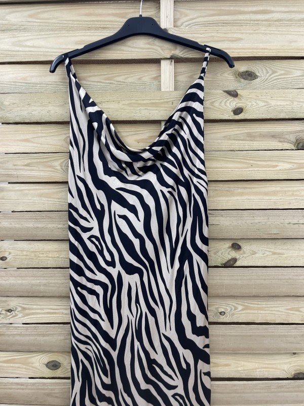 Vestido lencero escote cascada print 2