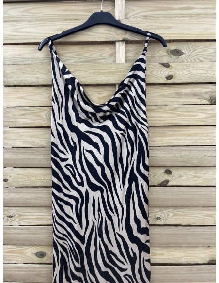 Vestido lencero escote cascada print