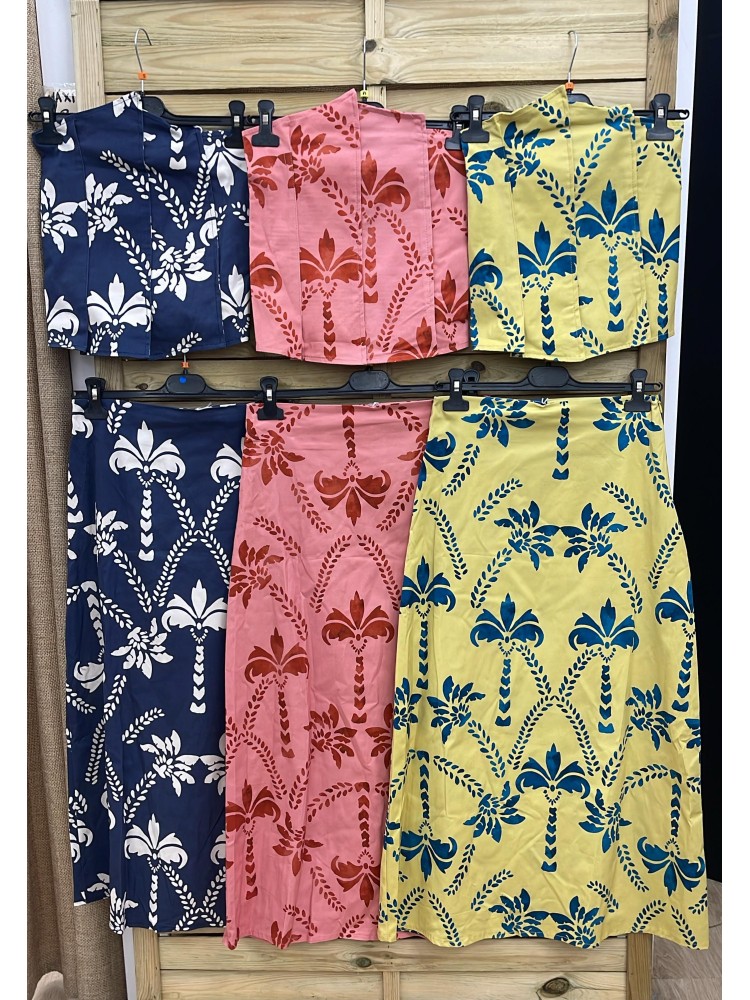 Conjunto palmeritas de top palabra y falda