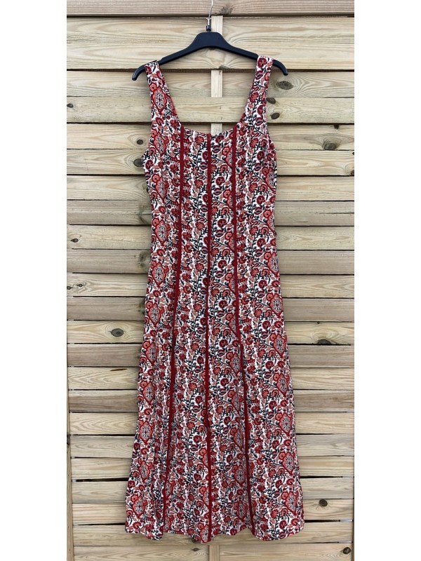 Vestido Catalina de flores con líneas lisa verticales