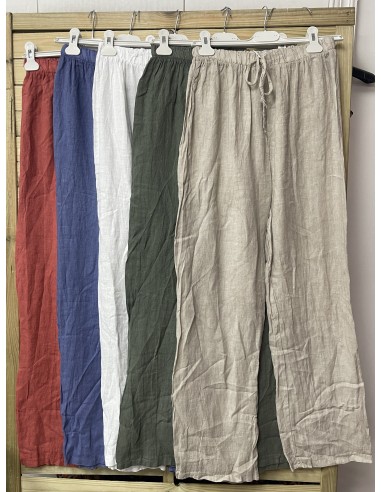 Pantalón de lino con cordón en la cintura