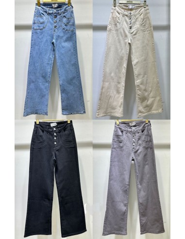 Jeans culotte botones con triple raya