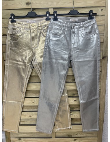 Jeans estrecho con efecto metalizado